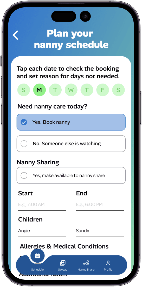 Plan Nanny Schedule